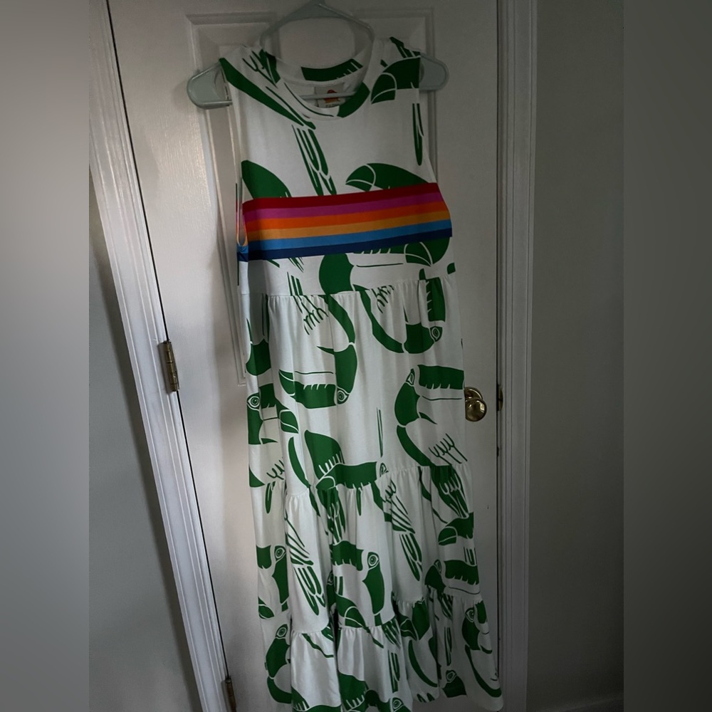 FarmRIO rainbow toucans organic maxi dress